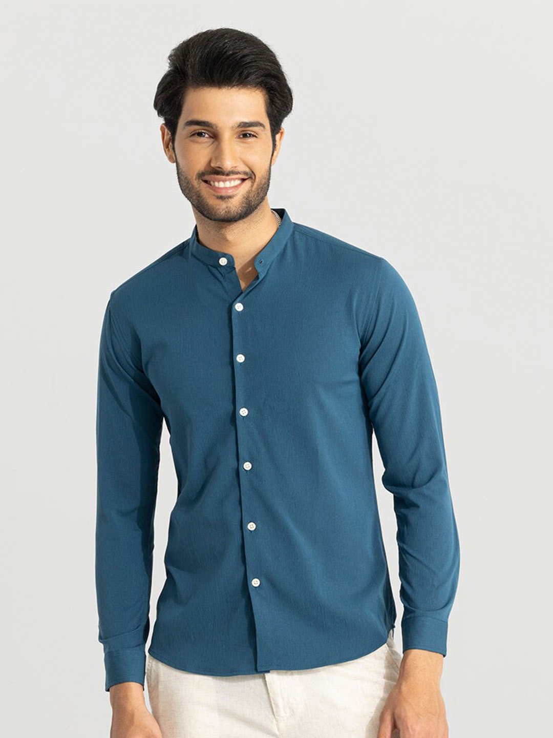 

Snitch Classic Slim Fit Opaque Cotton Casual Shirt, Blue
