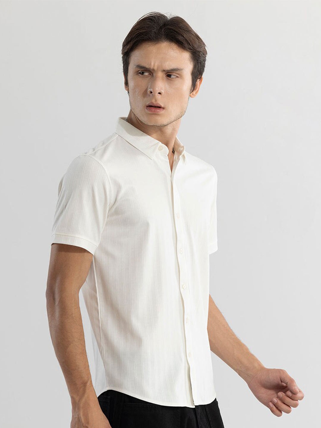 

Snitch Classic Slim Fit Striped Cotton Casual Shirt, White