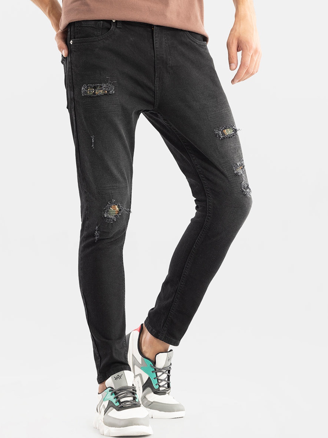 

Snitch Men Smart Skinny Fit Stretchable Cotton Jeans, Black
