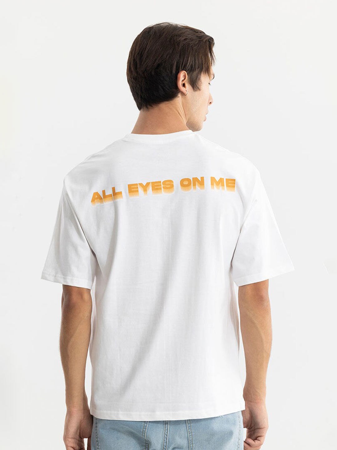 

Snitch White Typography Printed Oversized Cotton T-shirt