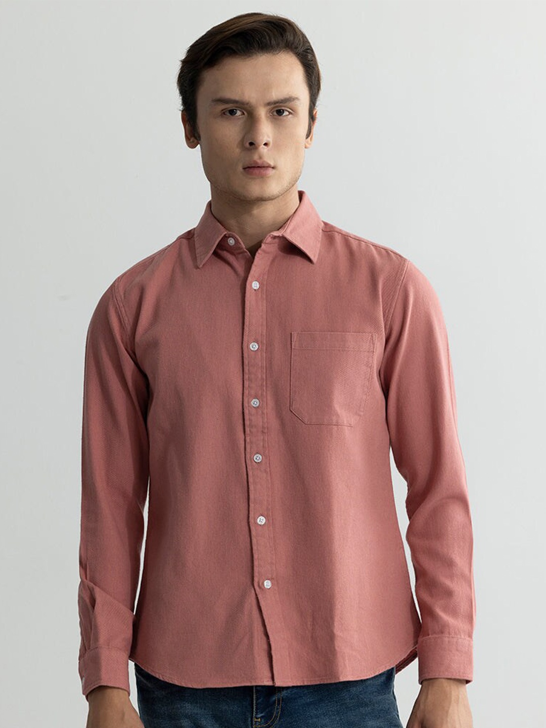 

Snitch Pink Classic Slim Fit Cotton Casual Shirt