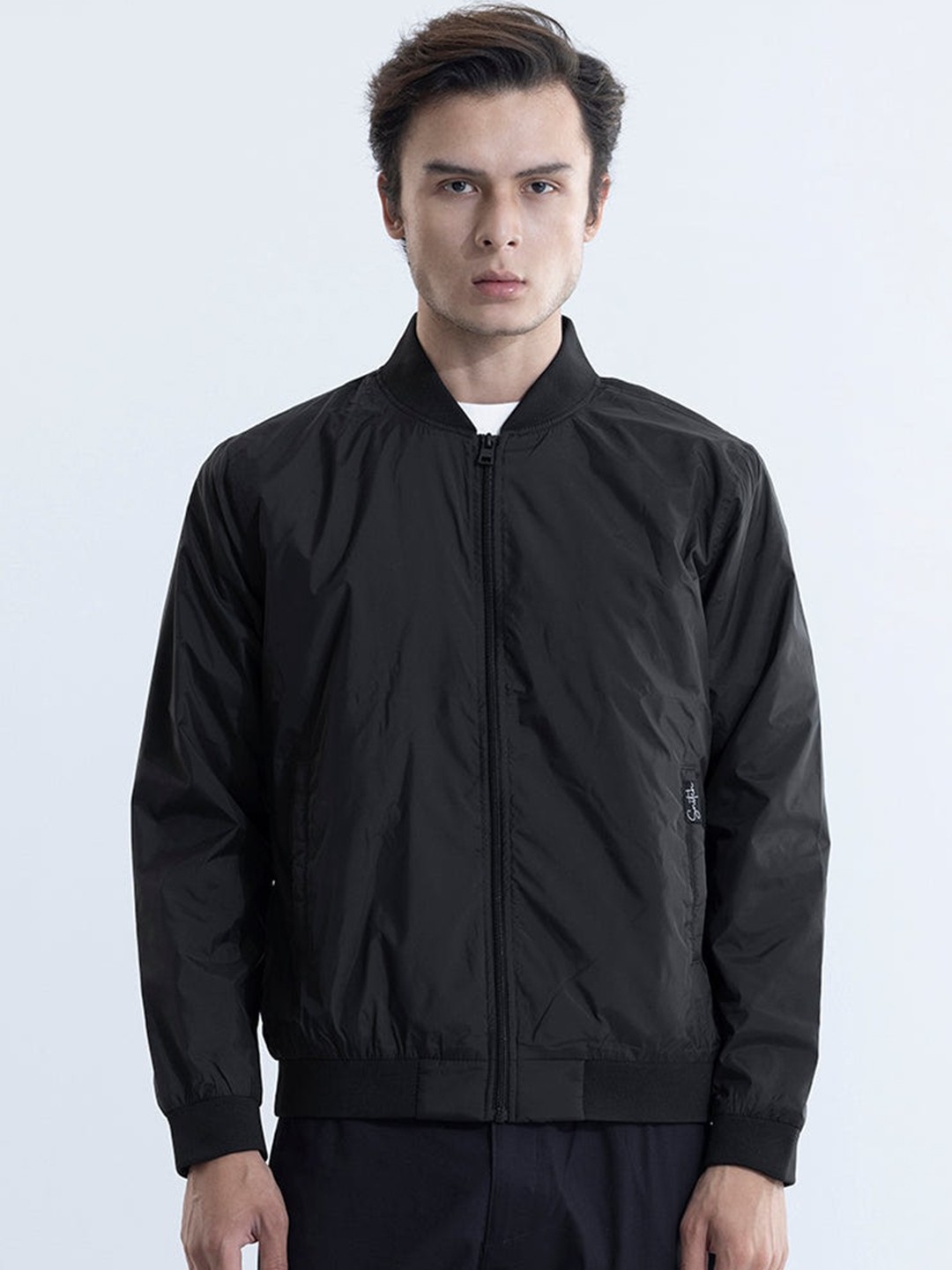 

Snitch Black Stand Collar Bomber Jacket