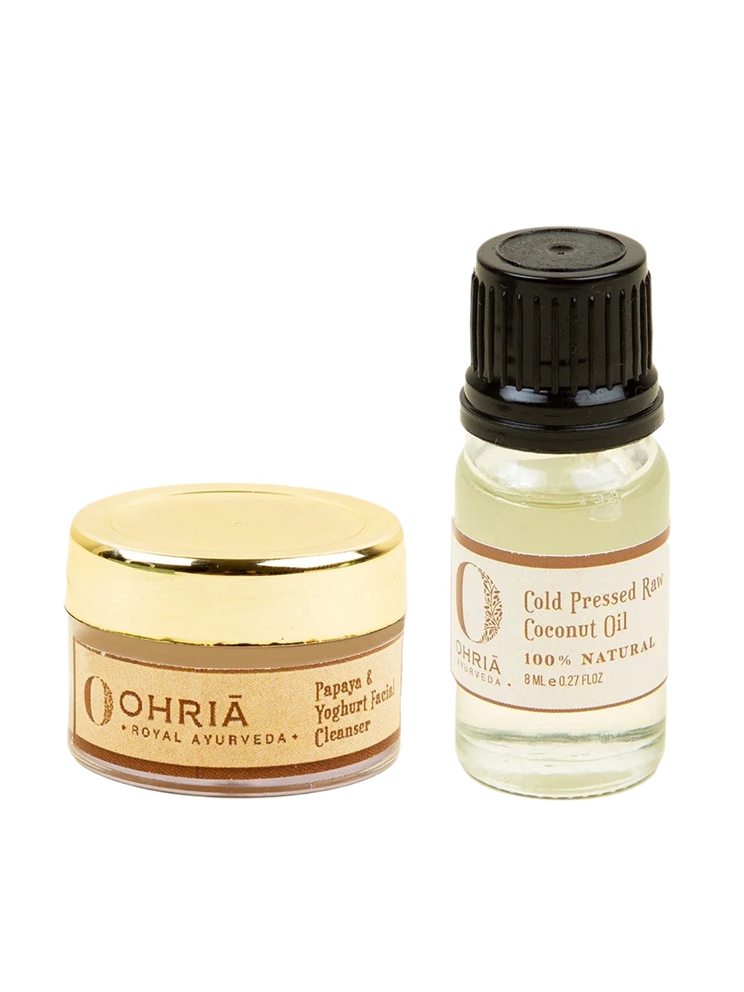 

OHRIA AYURVEDA Set Of 2 Papaya & Yoghurt Facial Cleanser-8g & Cold Press Coconut Oil-8ml, Multi