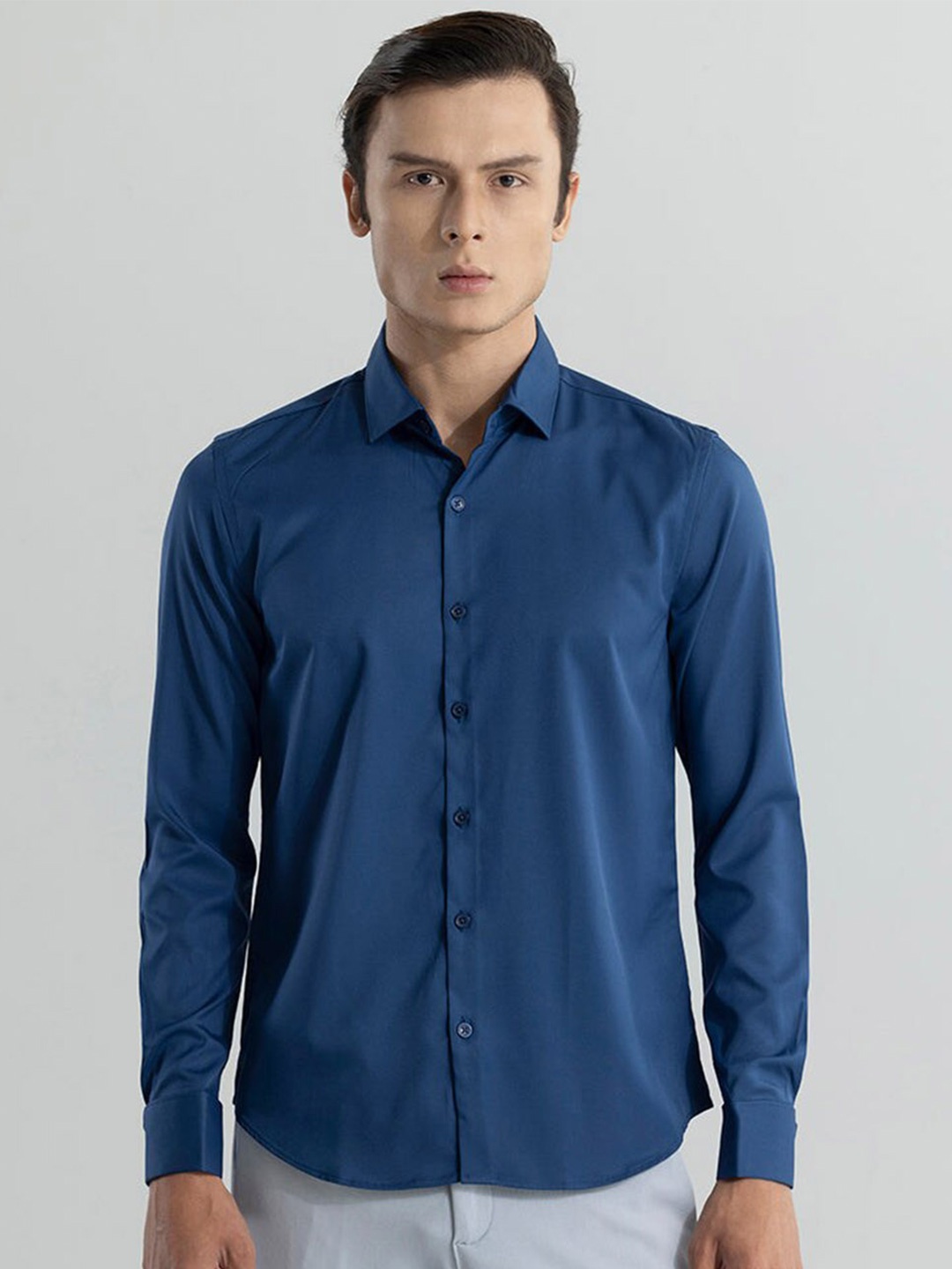 

Snitch Classic Slim Fit Spread Collar Cotton Shirt, Blue