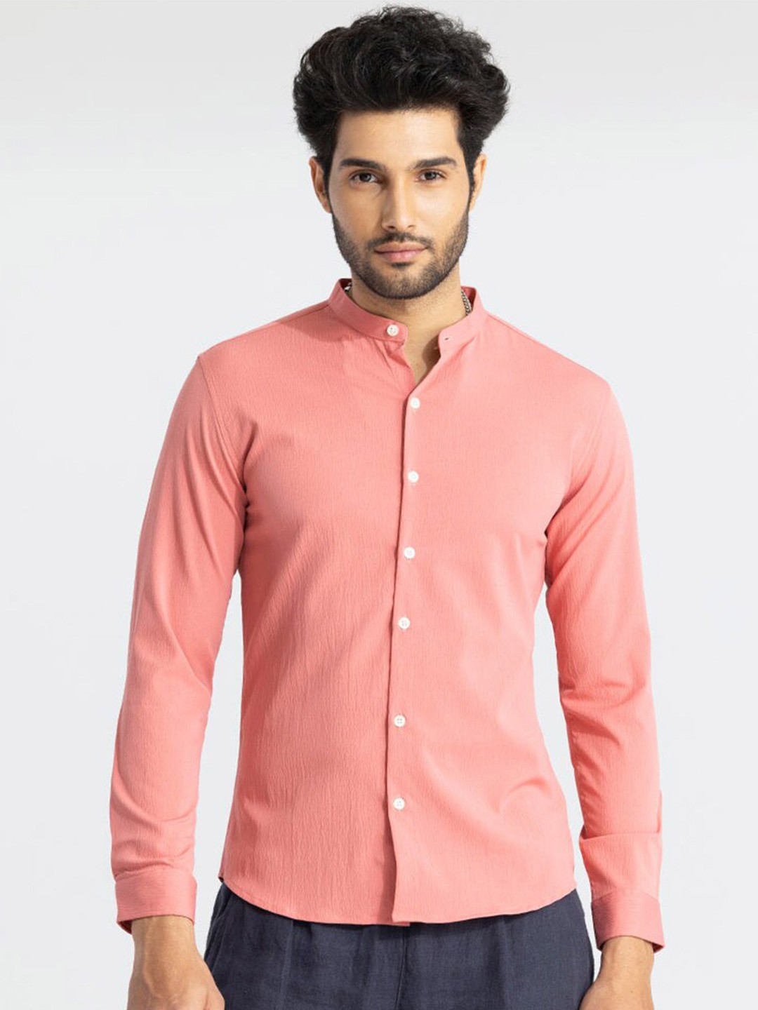 

Snitch Pink Classic Slim Fit Cotton Casual Shirt