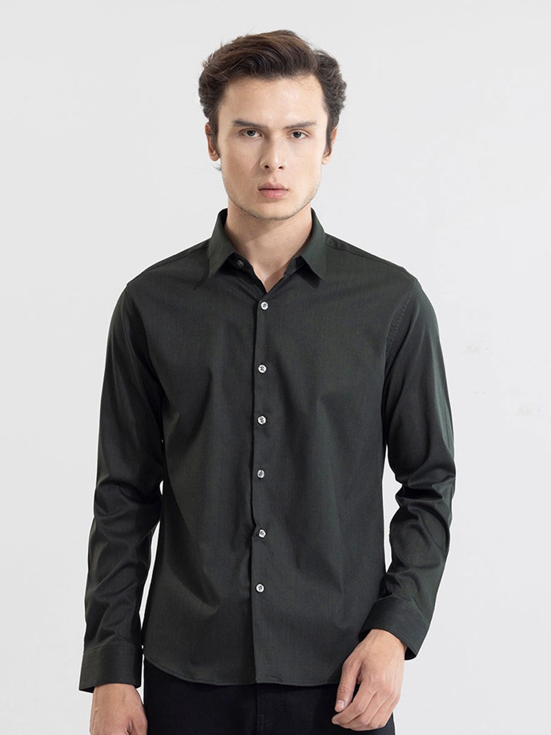 

Snitch Black Cotton Classic Slim Fit Opaque Casual Shirt