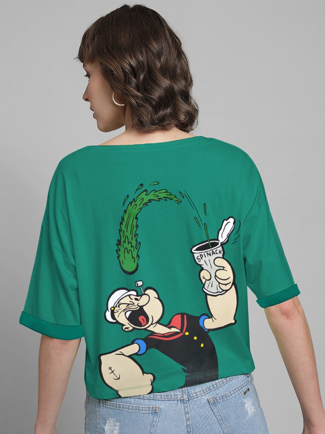 

Free Authority Popeye Printed Cotton Boxy-Fit T-Shirt, Green