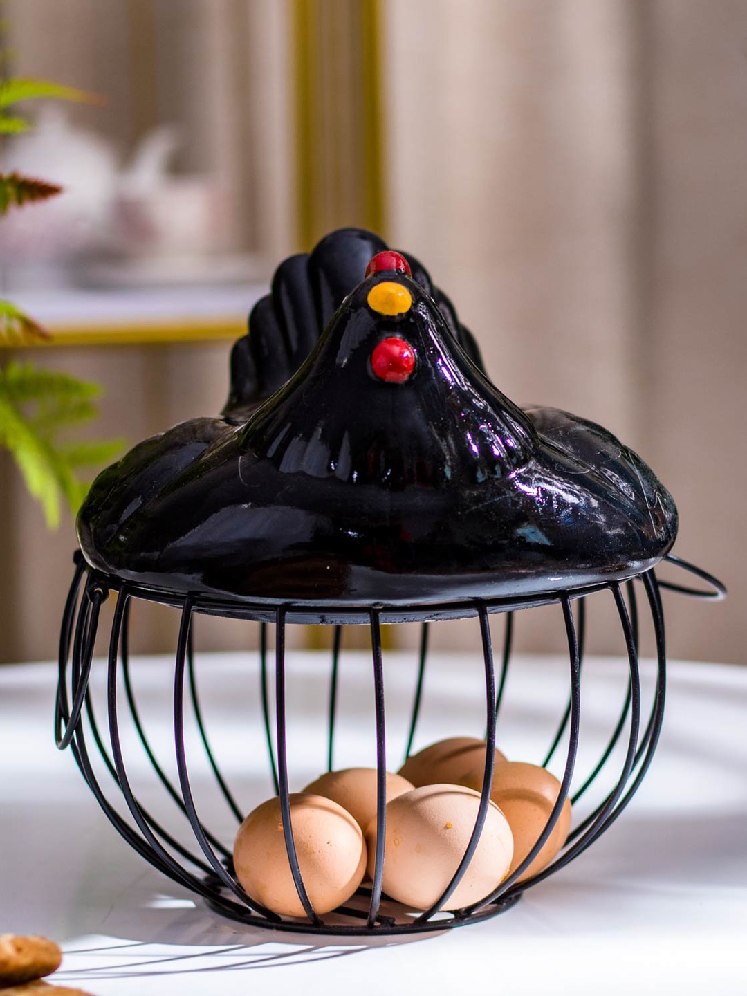 

THEDECORKART Black Ceramic Egg Container
