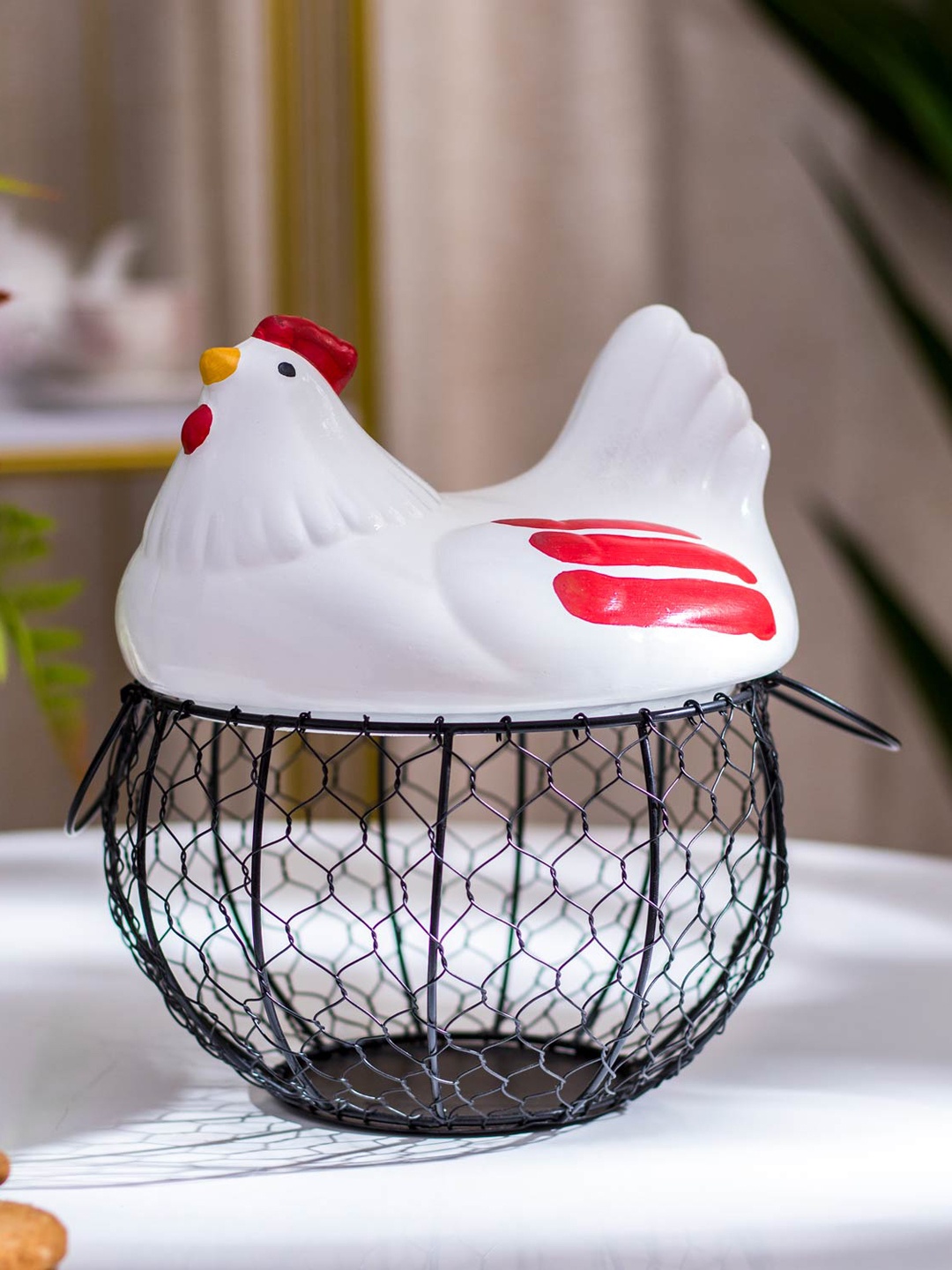 

THEDECORKART Black & White Ceramic Egg Container