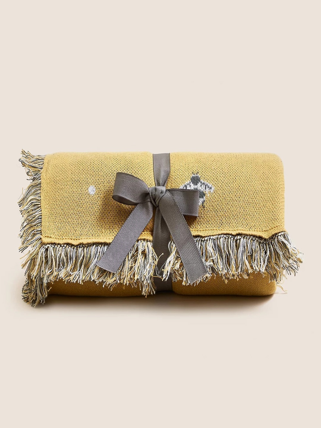 

Marks & Spencer Yellow & Grey Printed Pure Cotton Blanket