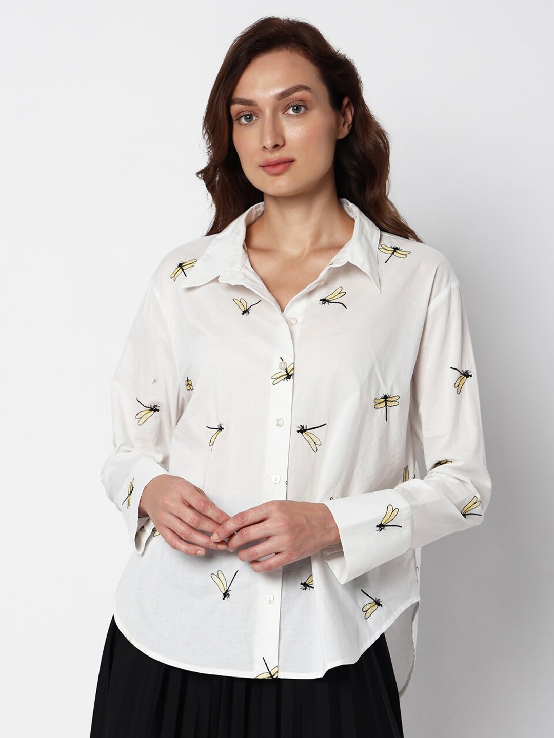 

Vero Moda Conversational Printed Pure Cotton Casual Shirt, White