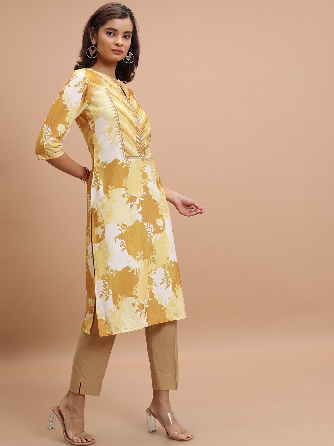 

KETCH Abstract Printed Straight Kurta, Mustard