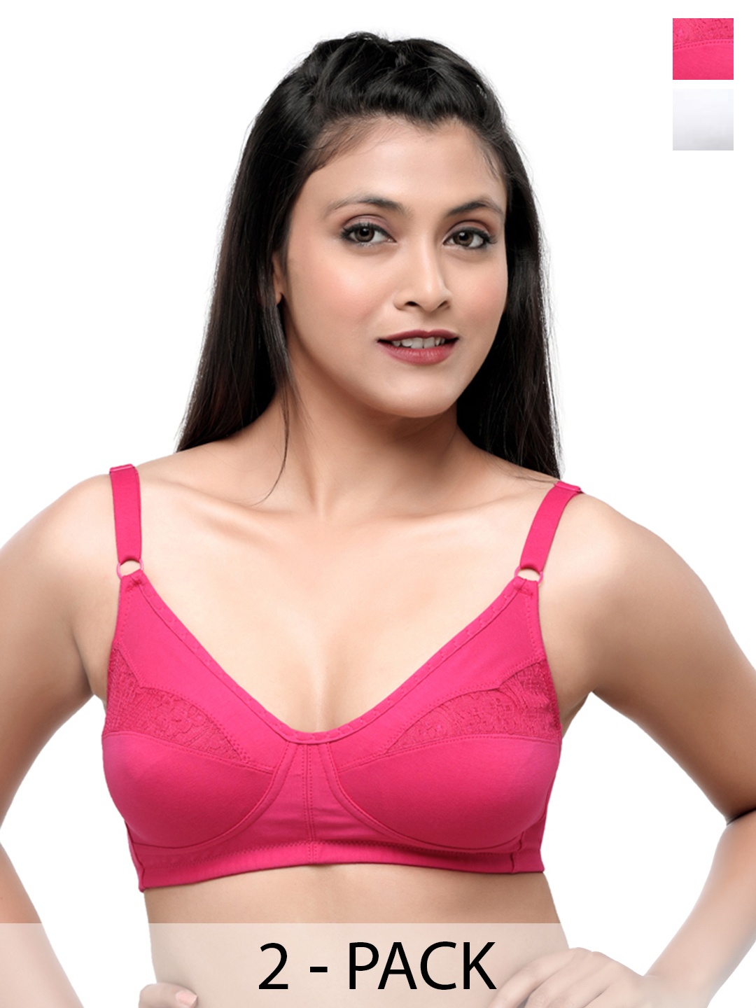 

Lovable Pack Of 2 Non Padded Full Coverage All Day Comfort Cotton Everyday Bra, Pink