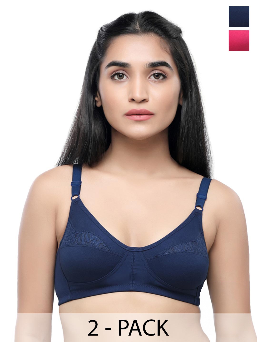 

Lovable Pack Of 2 Non Padded Full Coverage All Day Comfort Cotton Everyday Bra, Navy blue