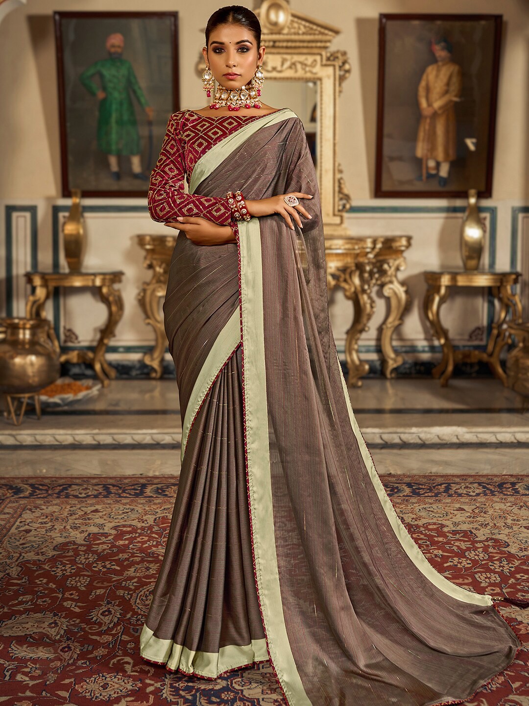 

Saree mall Pure Chiffon Sarees, Magenta
