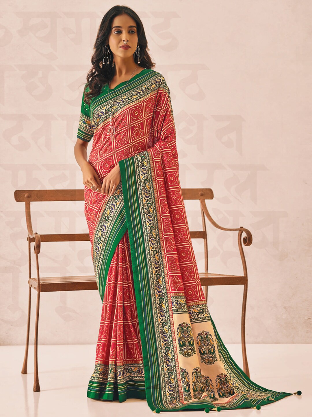 

Saree mall Ethnic Motifs Printed Saree, Red