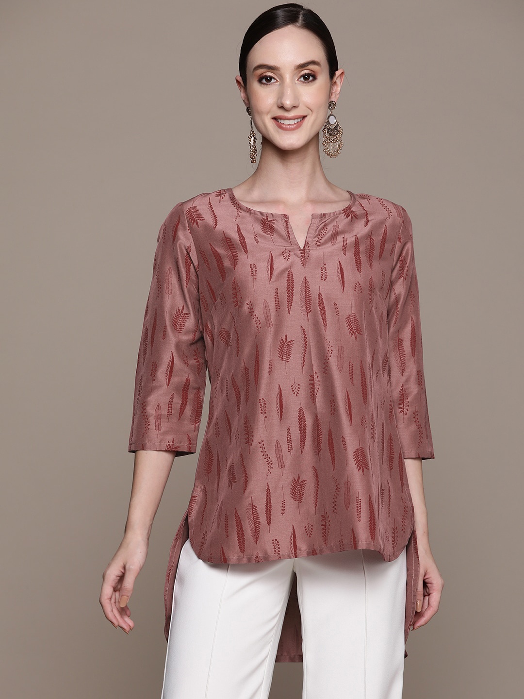 

Sangria Conversational Printed Chiffon Tunic, Pink