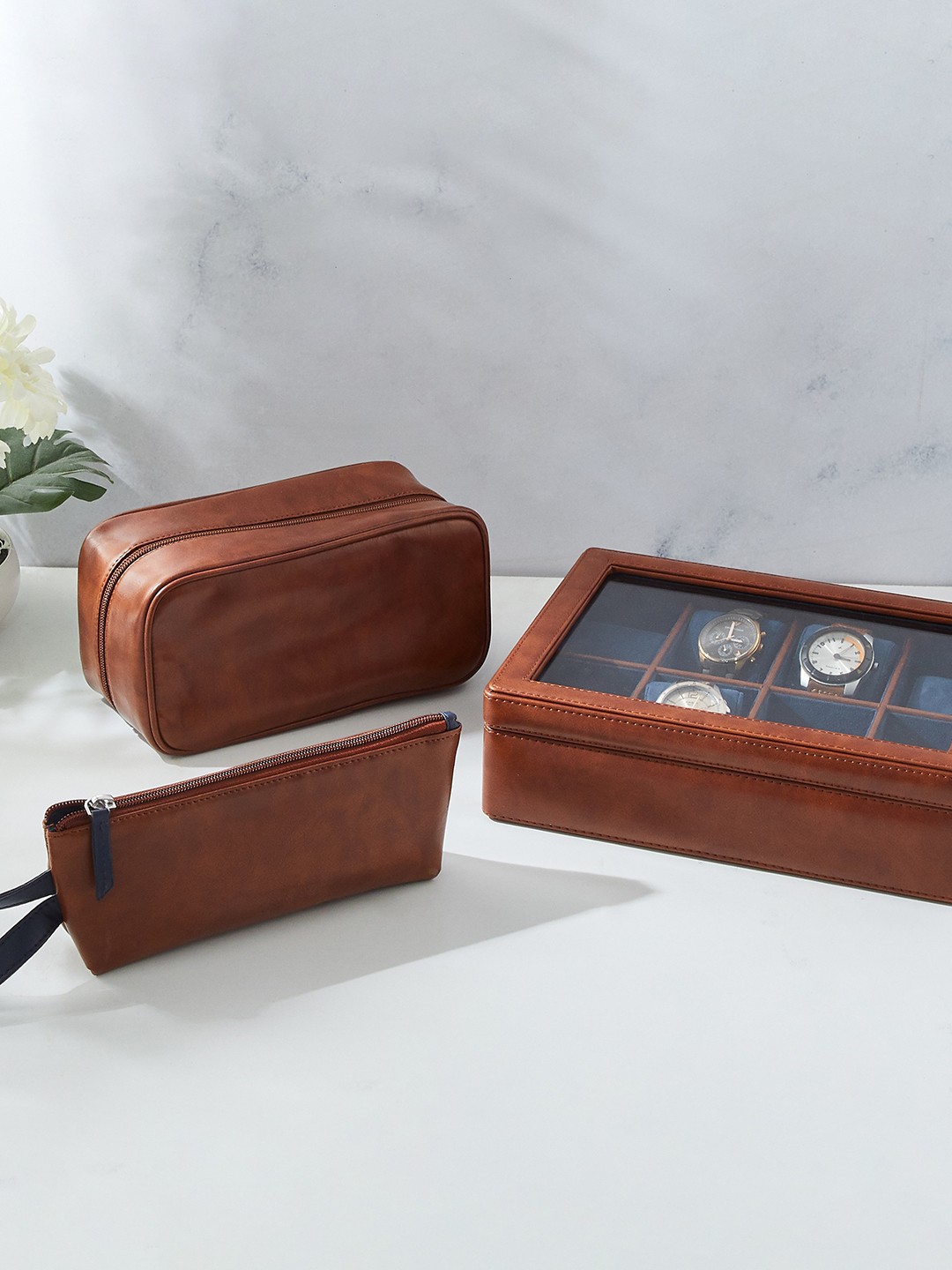 

Home Centre Orion Faux Leather 8-Compartment Watch Box, Brown