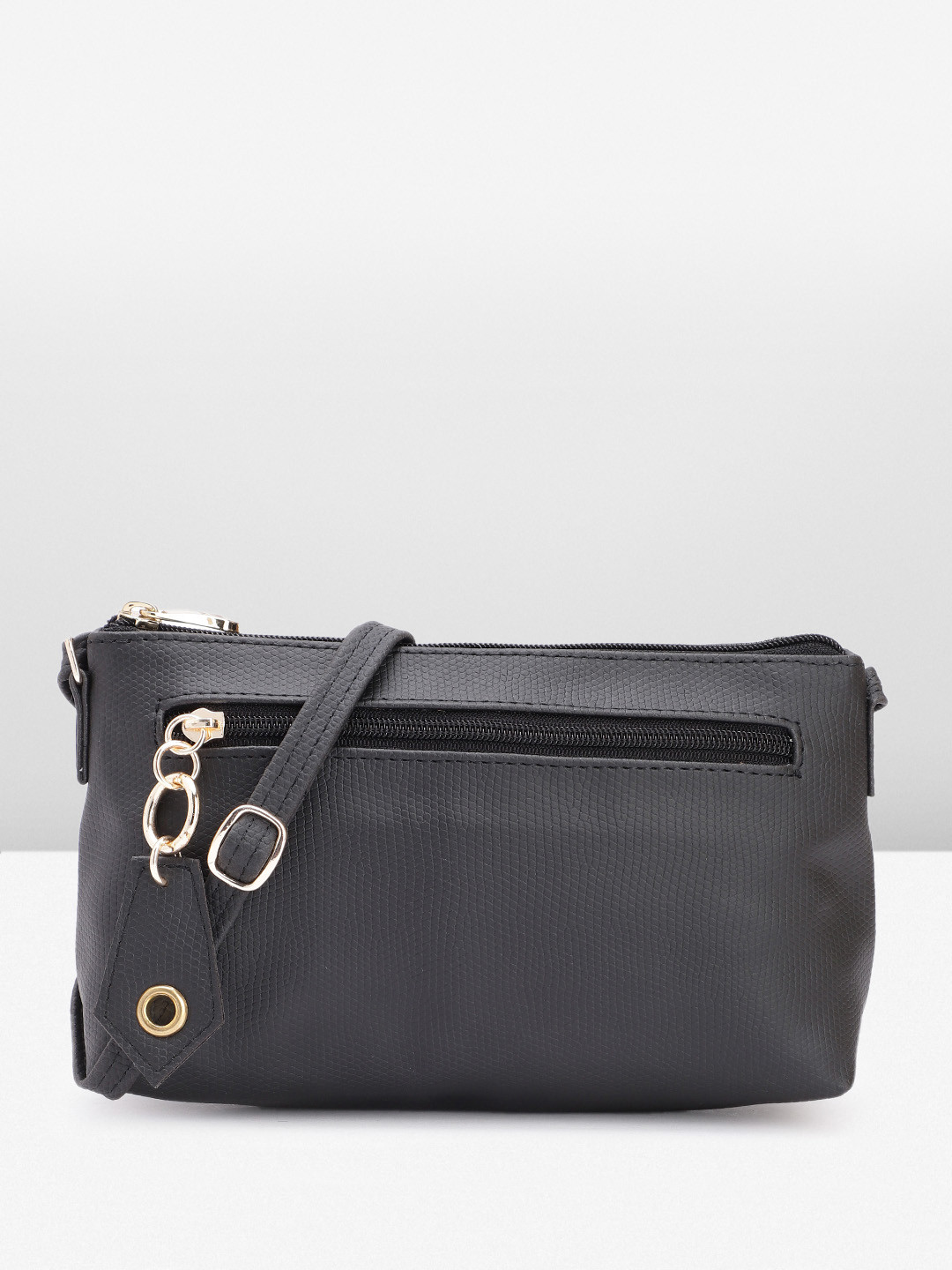 

Baggit Textured Structured Sling Bag with Tasselled Detail, Black