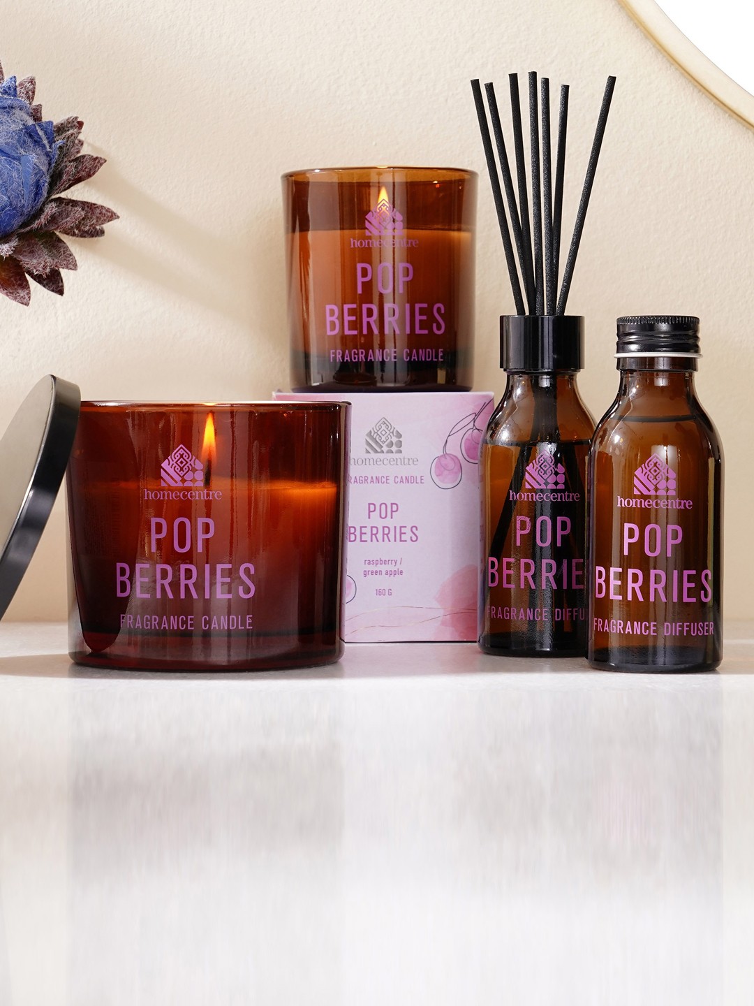 

Home Centre Pop Berries Scented Candle Jar, Yellow