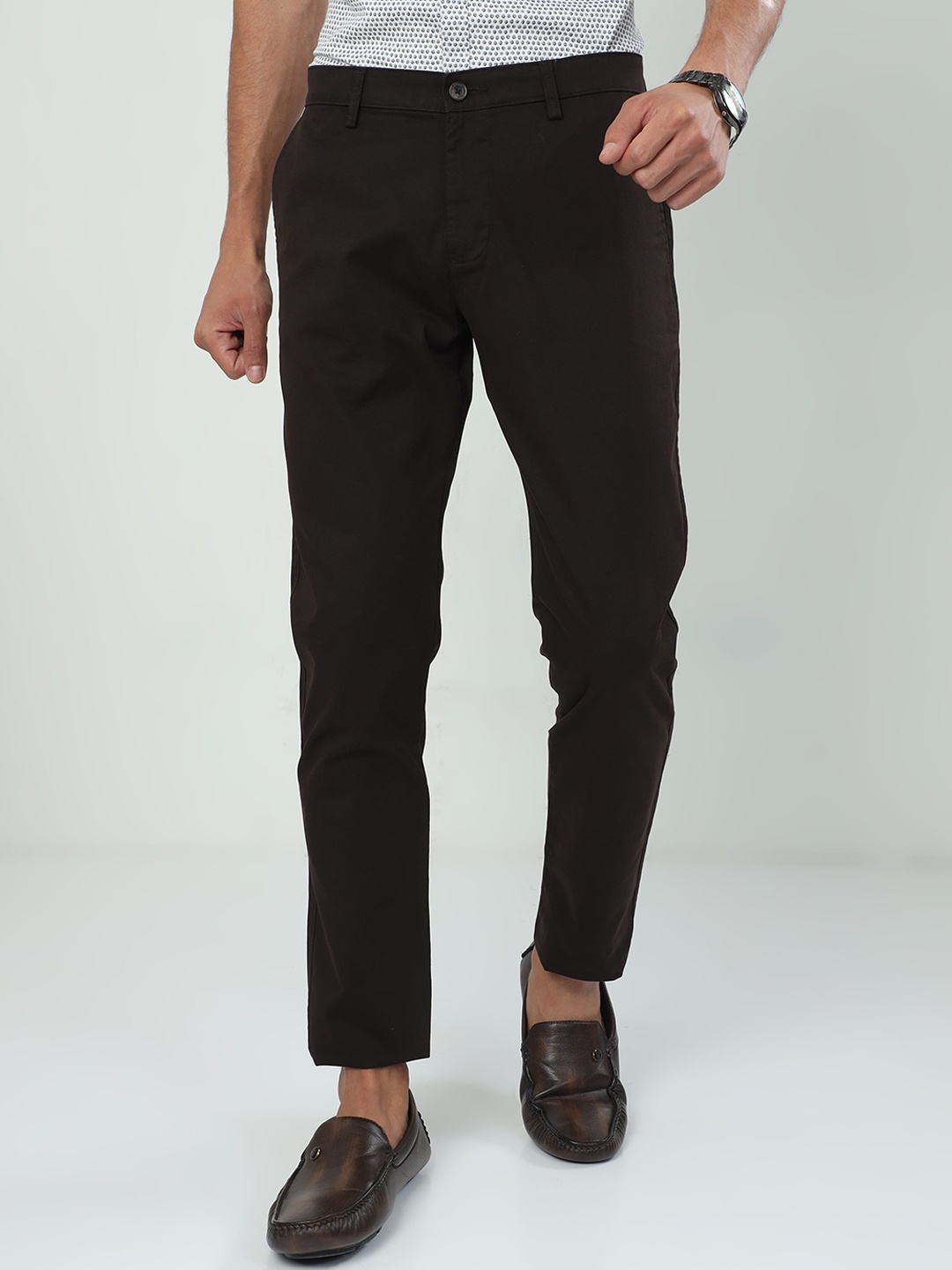 

Classic Polo Men Moderate Fit Cotton Trousers, Brown
