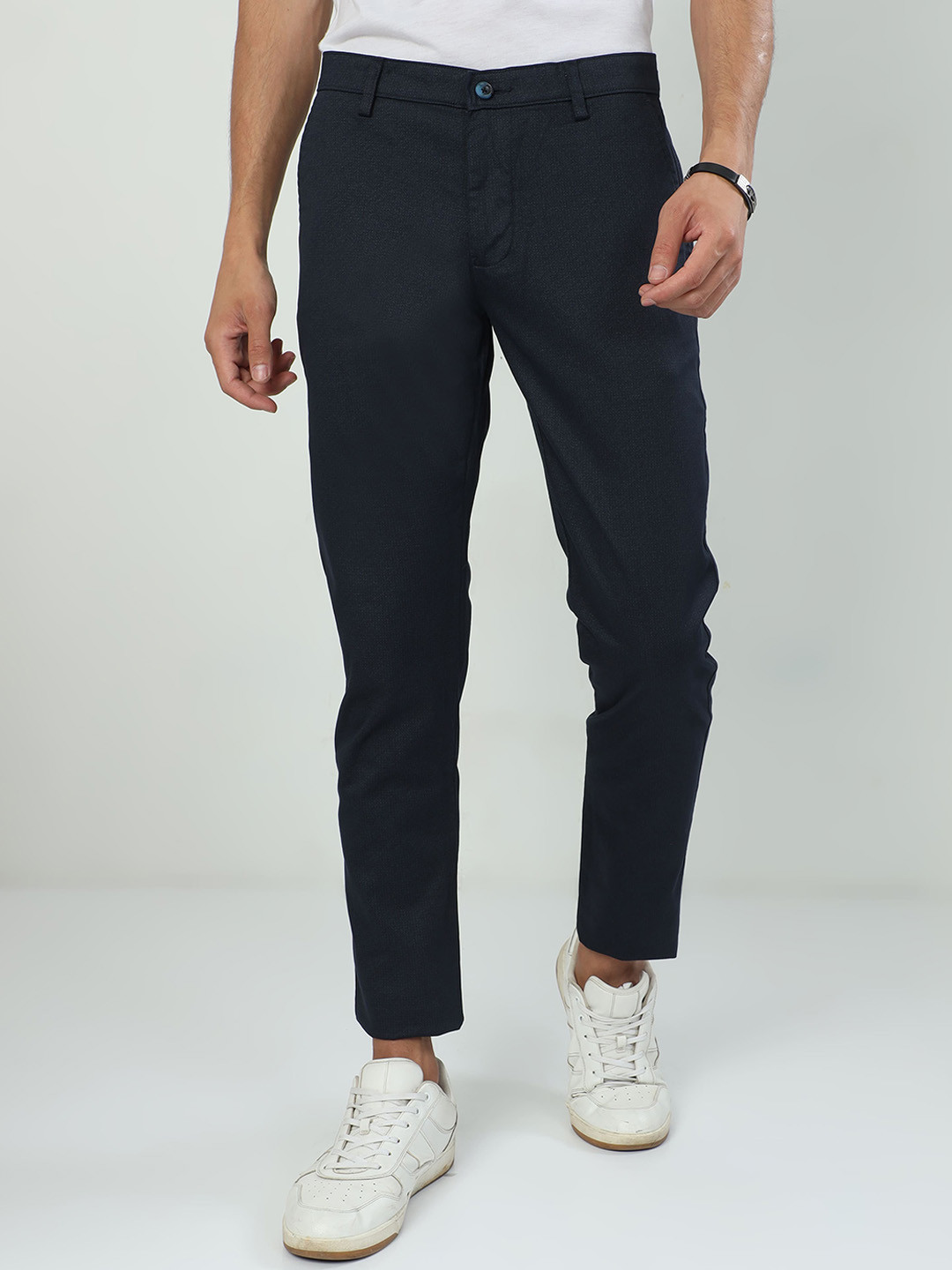 

Classic Polo Men Mid Rise Cotton Trousers, Navy blue