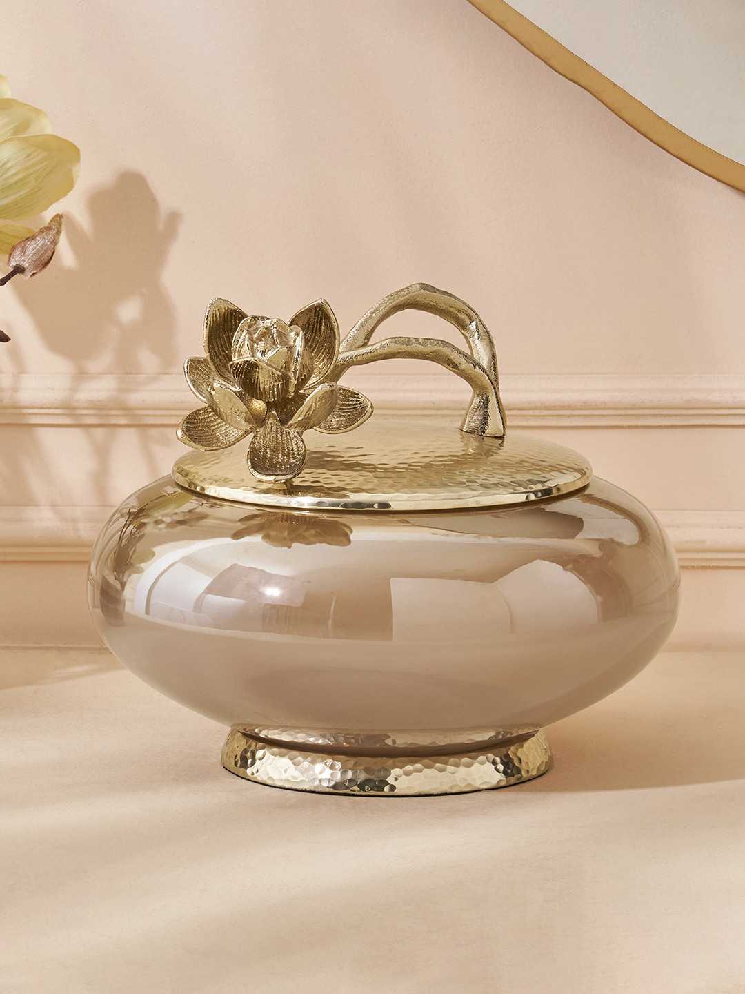 

Home Centre Eternity Vivere Golden Glass Decorative Canister, Gold