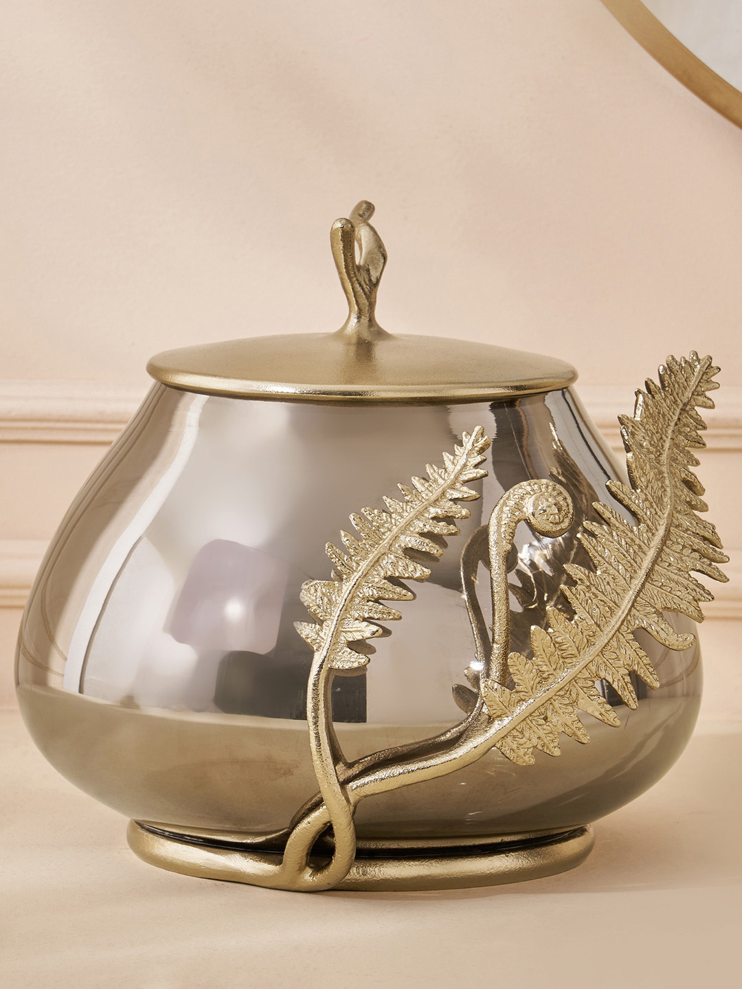 

Home Centre Eternity Vivere Golden Glass Decorative Canister, Gold