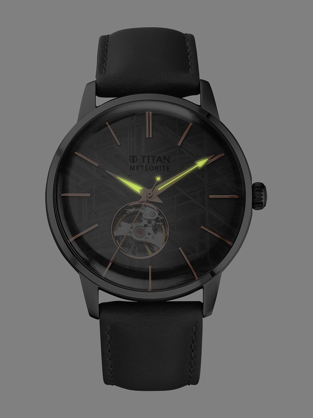 

Titan Men Skeleton Dial & Leather Straps Analogue Watch 90110QL01, Grey