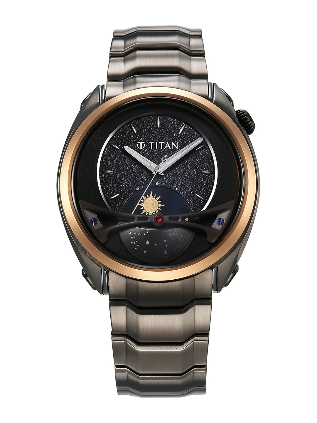 

Titan Men Stainless Steel Straps Analogue Watch 10010KM01, Black