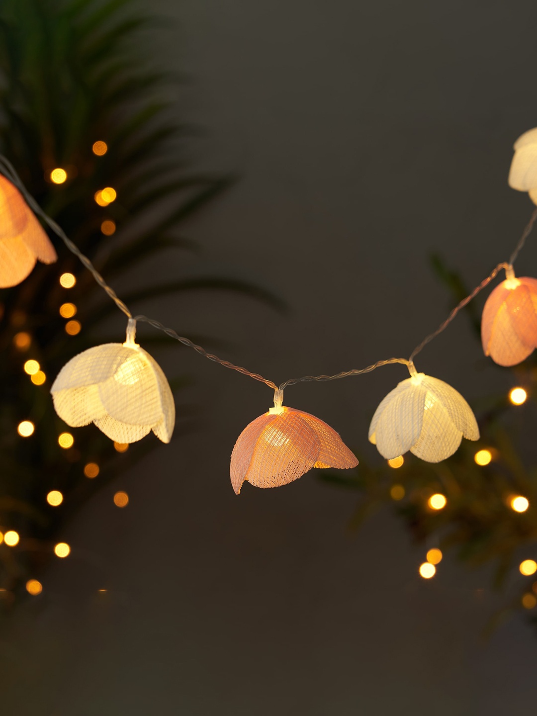 

Home Centre Serena Slice White & Orange Colored Thread Flower String Lights-10 Bulbs