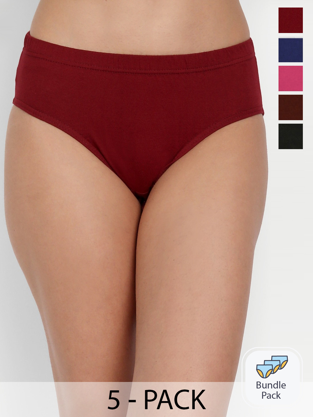 

T.T. Women Pack Of 5 Pure Cotton Pearl Assorted Anti Microbial Basic Briefs