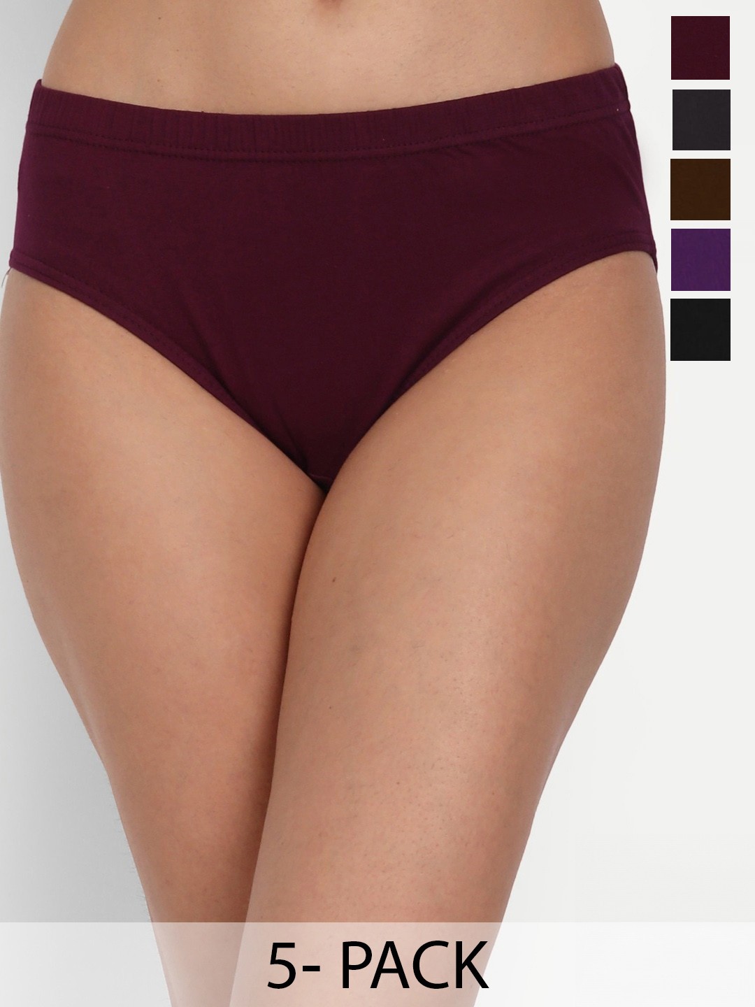 

T.T. Women Pack Of 5 Pure Cotton Pearl Assorted Anti Microbial Basic Briefs
