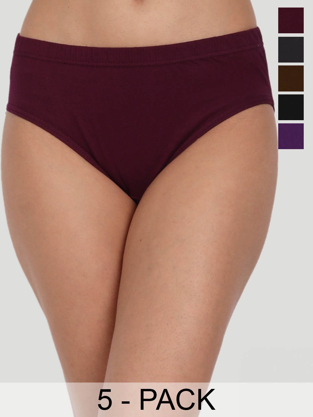 

T.T. Pearl Plain Pure Cotton Pack Of 5 Assorted Anti Microbial Briefs