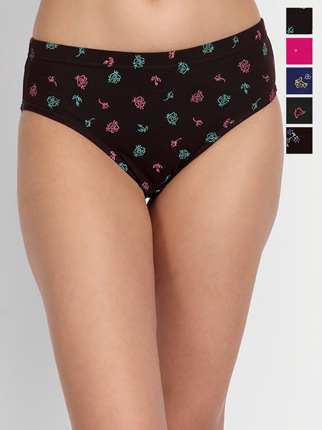 

T.T. Women Pack Of 5 Pure Cotton Pearl Assorted Floral Printed Anti Microbial Briefs