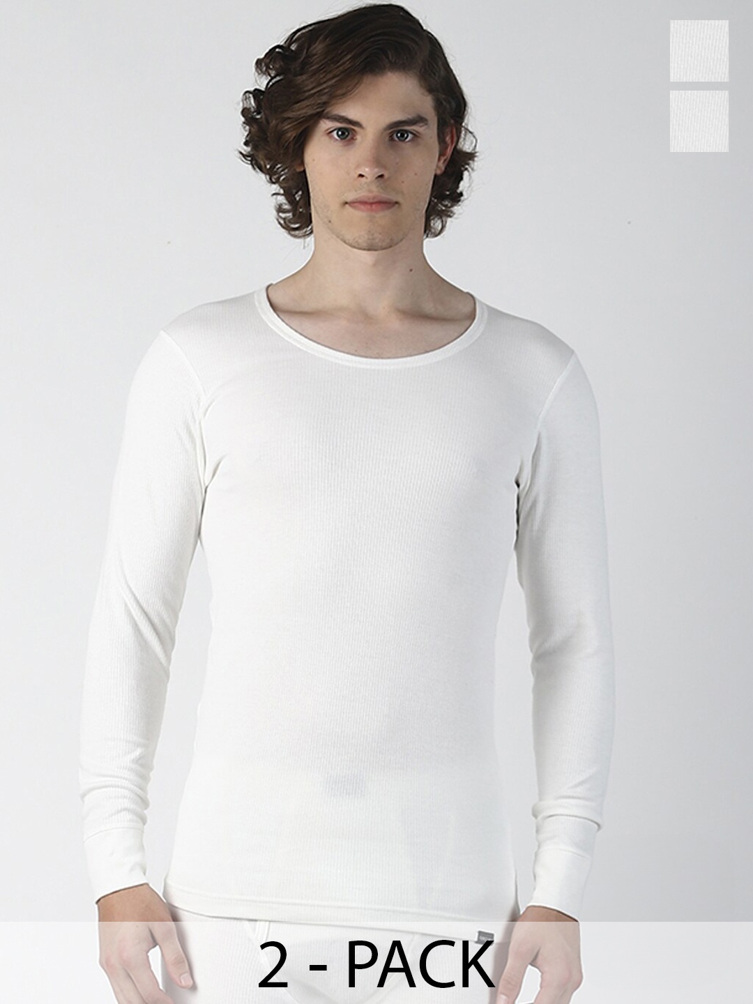 

Force NXT Pack Of 2 Ribbed Cotton Thermal Tops, White