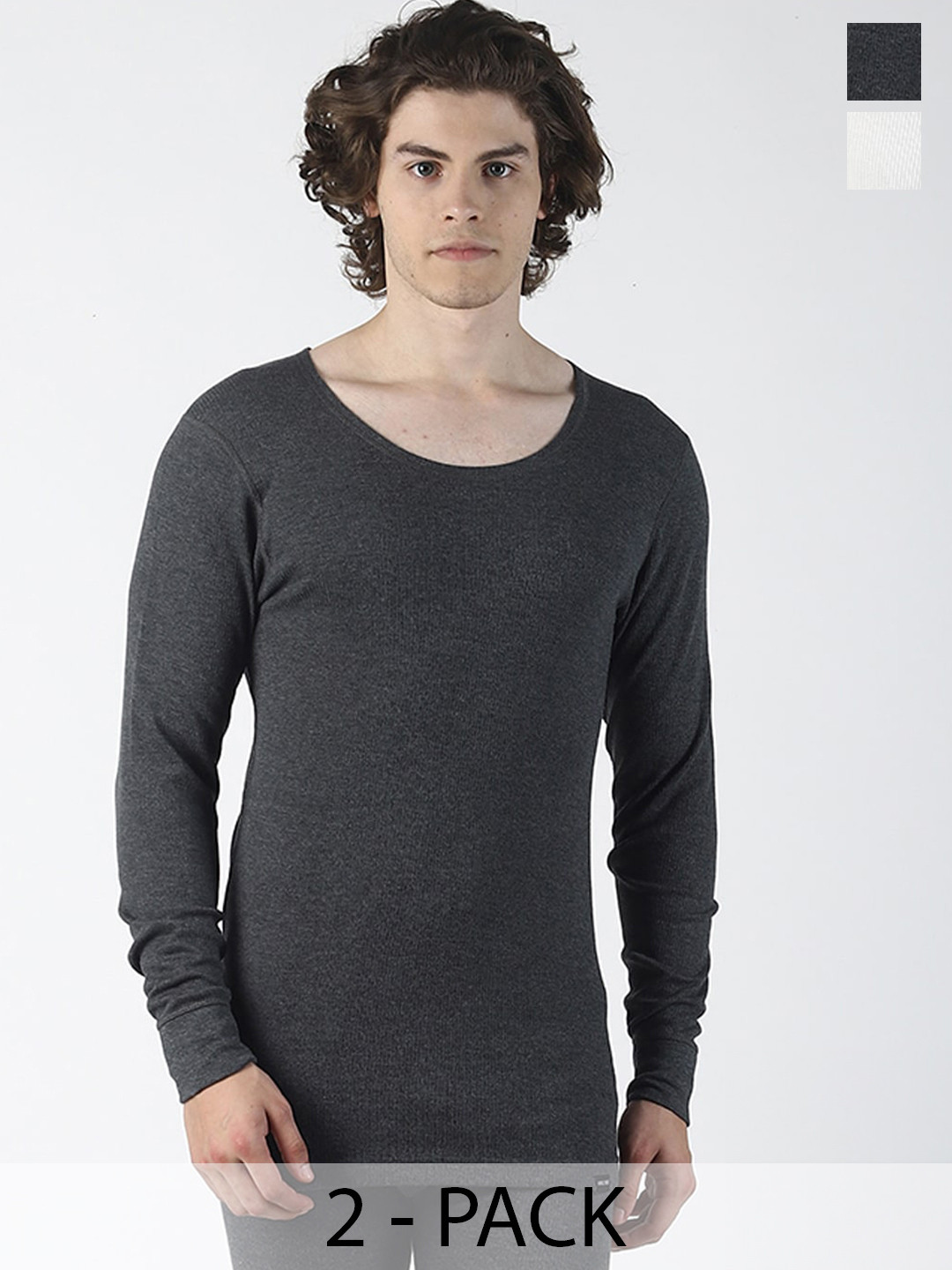 

Force NXT Pack Of 2 Round Neck Thermal Tops, Off white