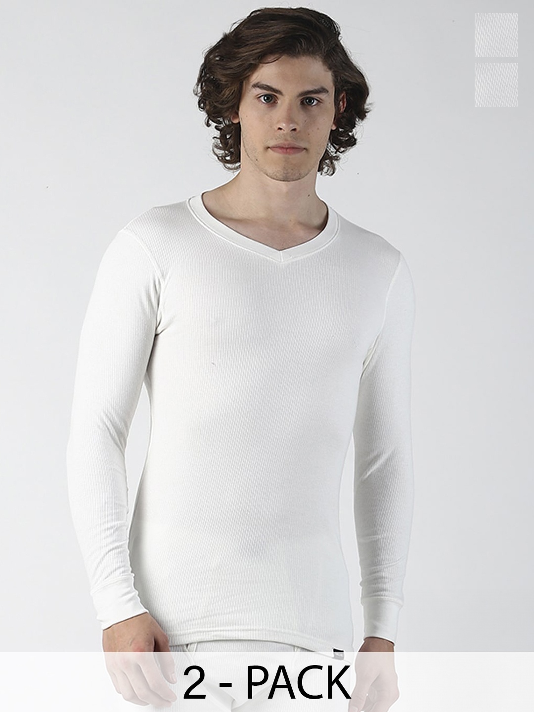 

Force NXT Pack Of 2 Ribbed Cotton Thermal Top, White