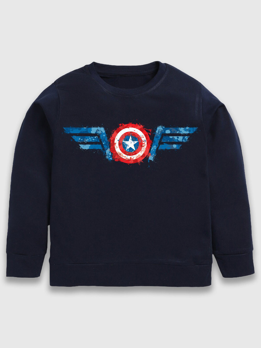 

SmartRAHO Boys Captain America Printed Cotton T-shirt, Navy blue