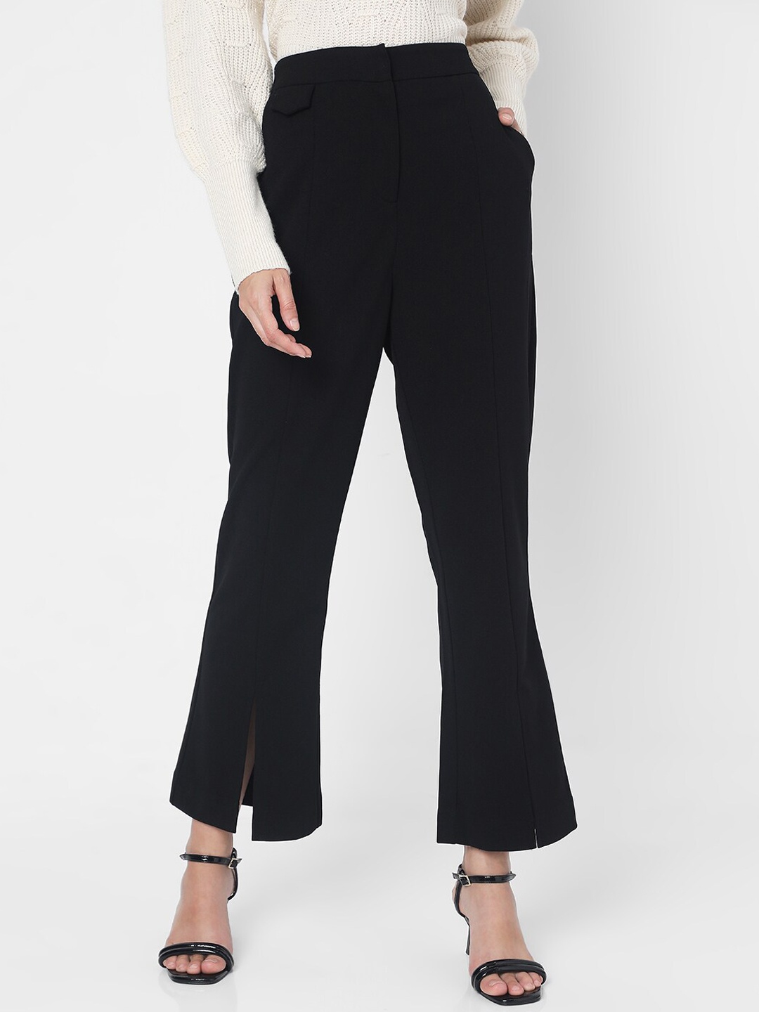 

Vero Moda Women Flared High-Rise Parallel Trousers, Black