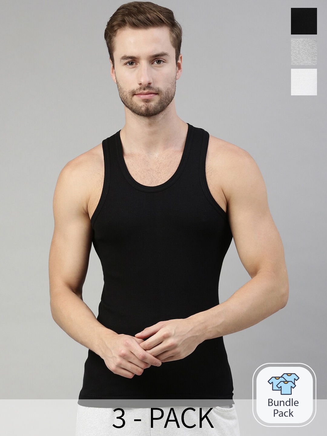 

DIXCY SCOTT Pack Of 3 Cotton Assorted Basic Innerwear Vests Victory Durby_3