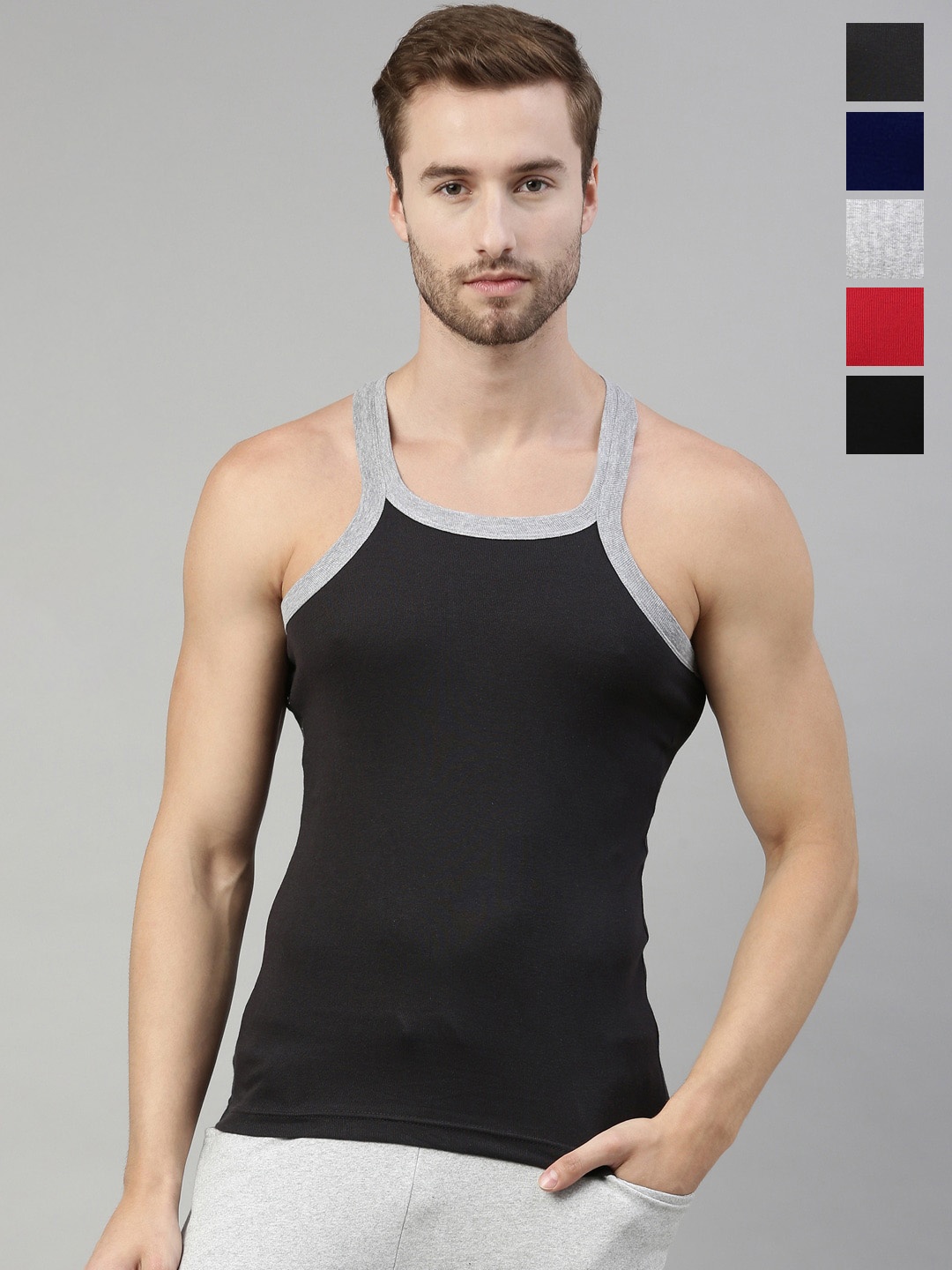 

DIXCY SCOTT Pack Of 5 Assorted Sleeveless Innerwear Vest Bold Gym B111_5