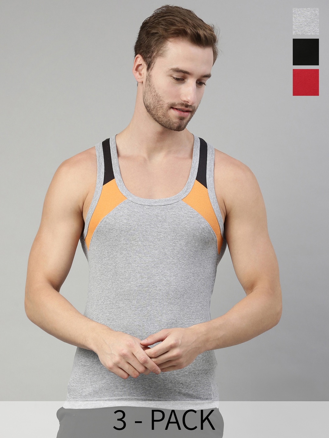 

DIXCY SCOTT Pack Of 3 Assorted Cotton Basic Vests