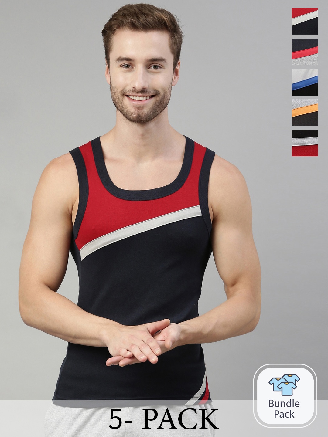 

DIXCY SCOTT Pack Of 5 Assorted Sleeveless Innerwear Vests