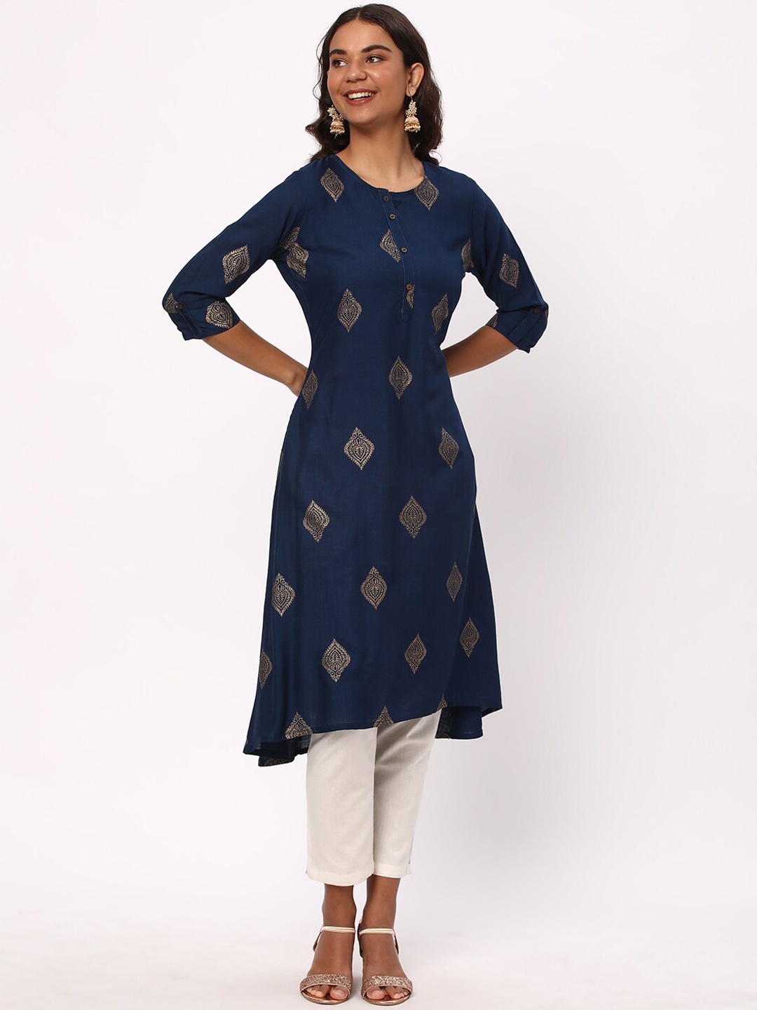 

R&B Ethnic Motifs Printed Kurta, Blue