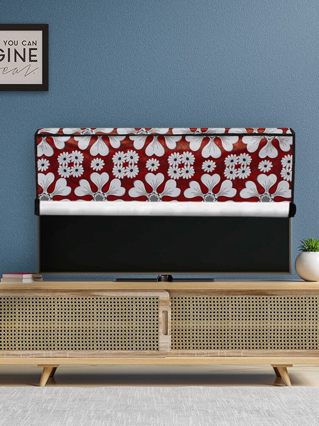 

DREAM CARE Red & White Transparent & Printed Flap 49 Inch Waterproof LED TV Protector