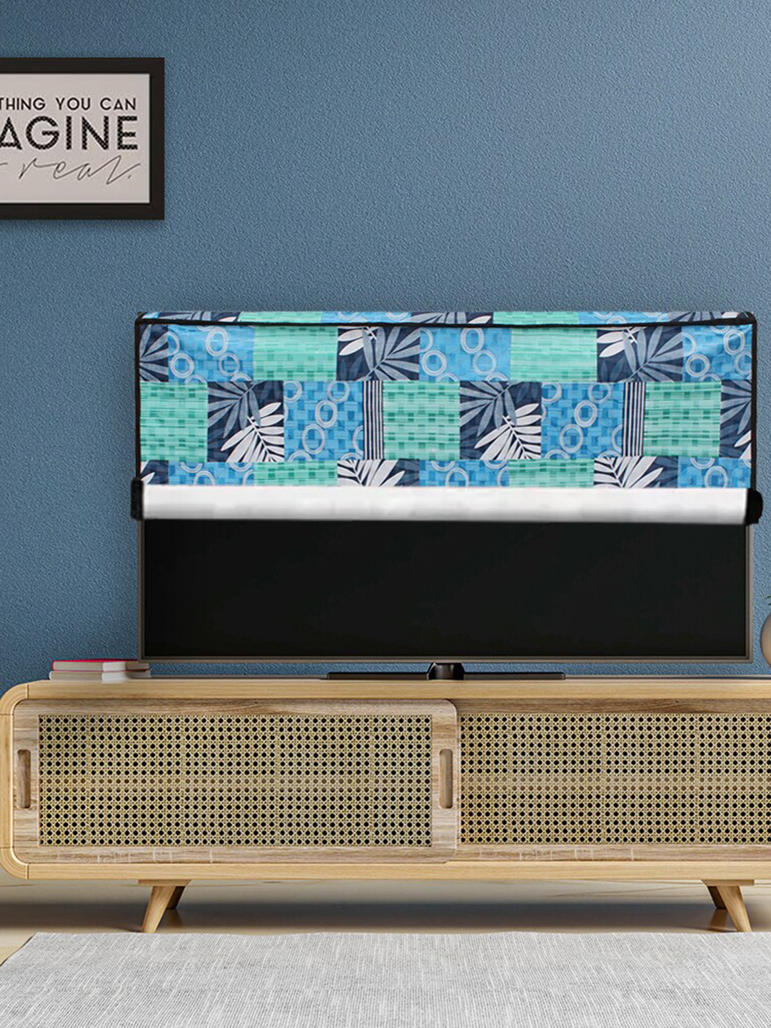 

DREAM CARE Transparent & Printed Flap - 49 Inch LED TV Cover, Waterproof LED TV Protector, Blue