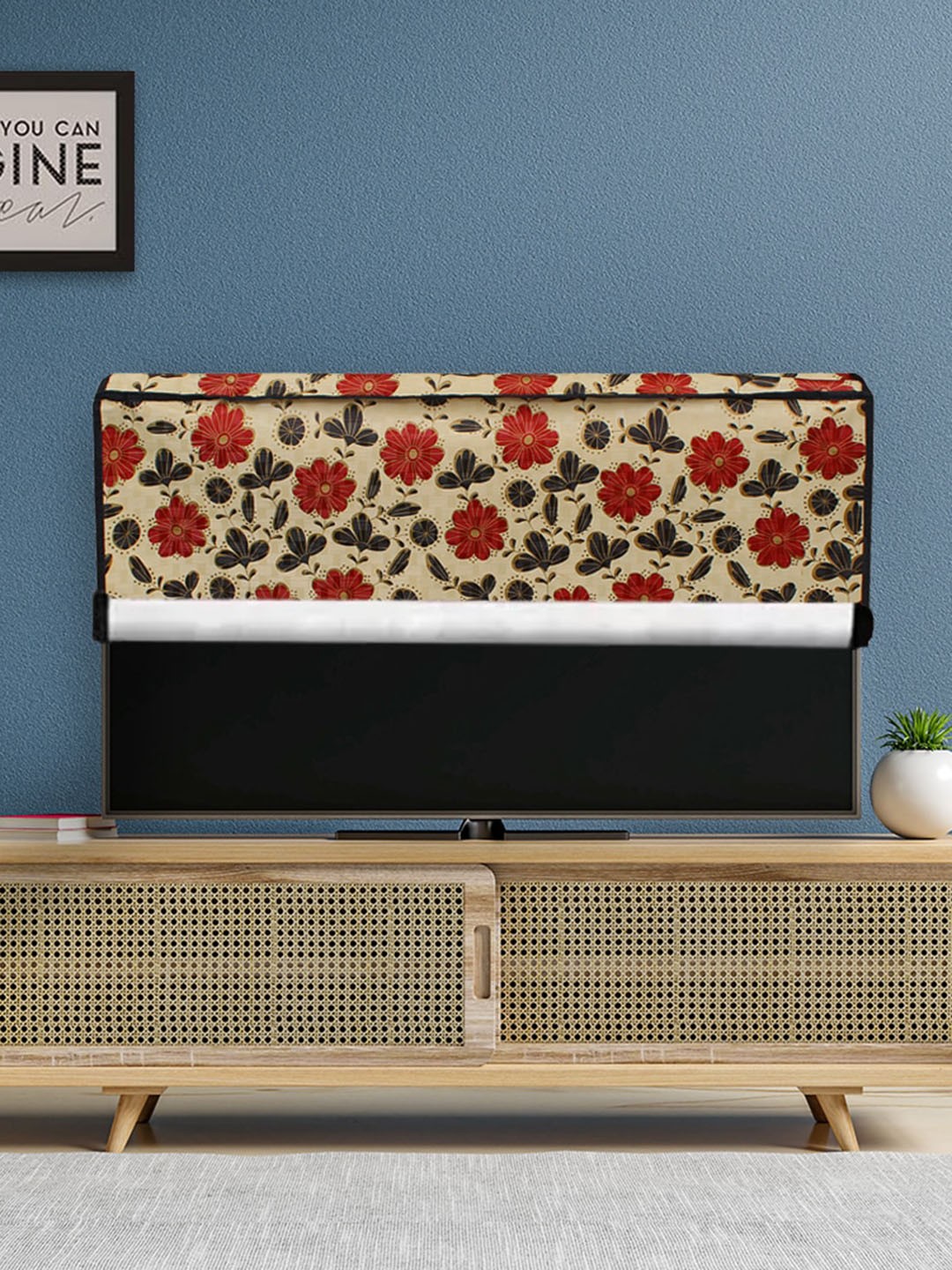 

DREAM CARE Cream-Colored & Red Printed PVC Waterproof LED TV Cover - 43 Inch