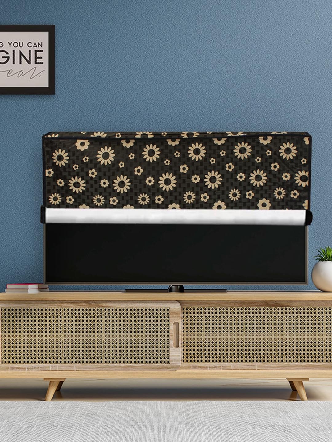 

DREAM CARE Black & Beige Printed PVC Waterproof LED TV Cover 65 Inch