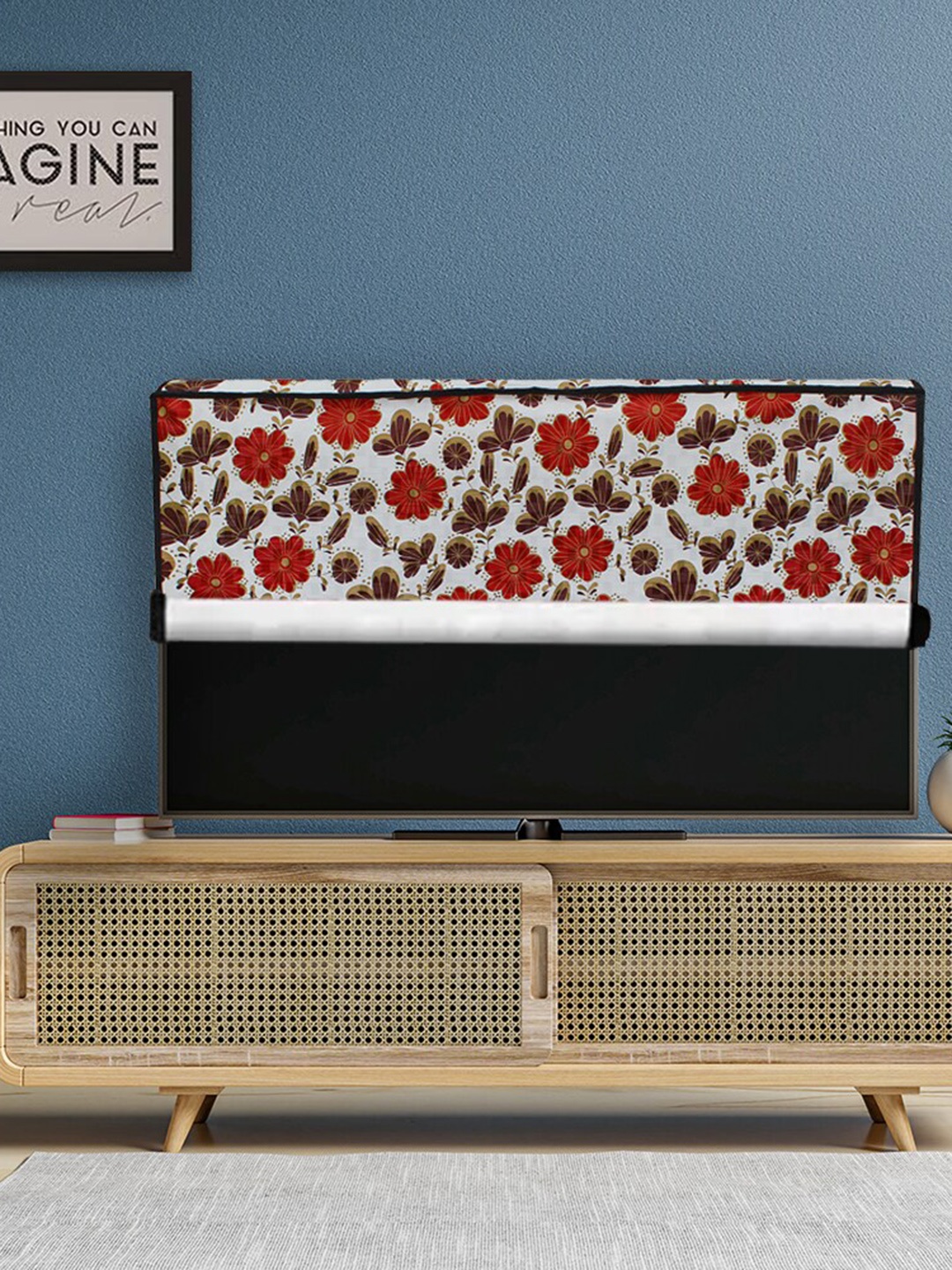 

DREAM CARE White & Red Floral Printed Waterproof Flap TV Protector- 42 Inch
